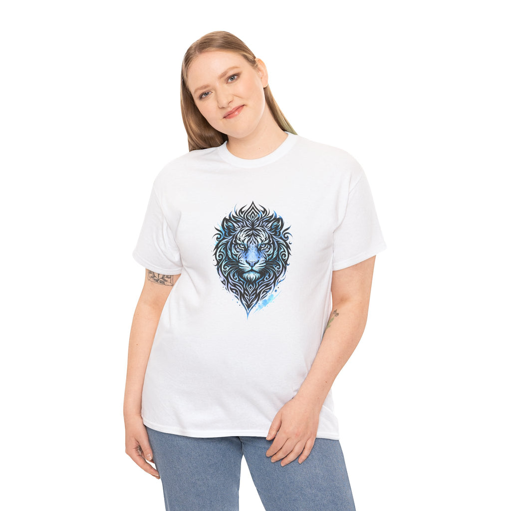 Tiger T-Shirt — Intricate Blue And White Tiger Graphic Tee
