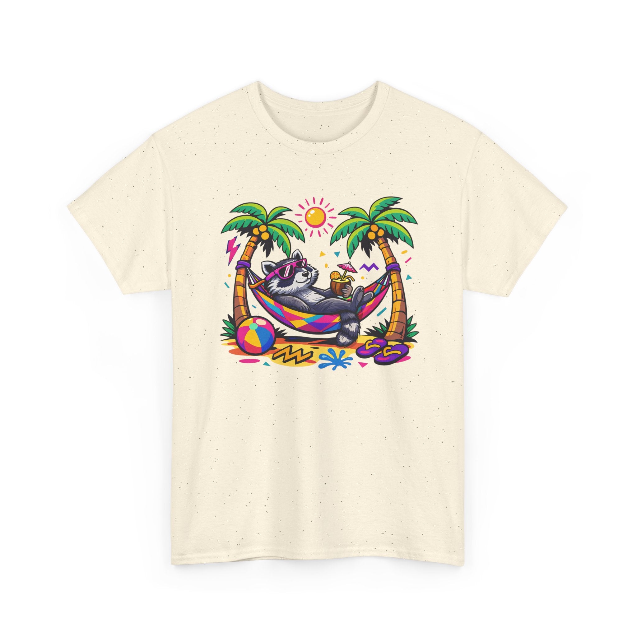 Beach Raccoon Hammock T‑Shirt — Tropical Summer Vibes Graphic Tee