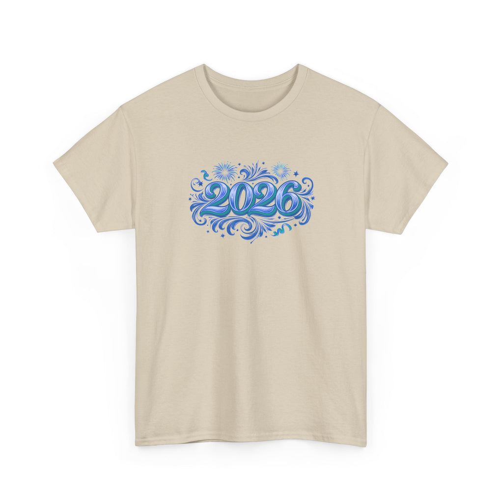 2026 Decorative Script Tee — New Year Celebration T-Shirt