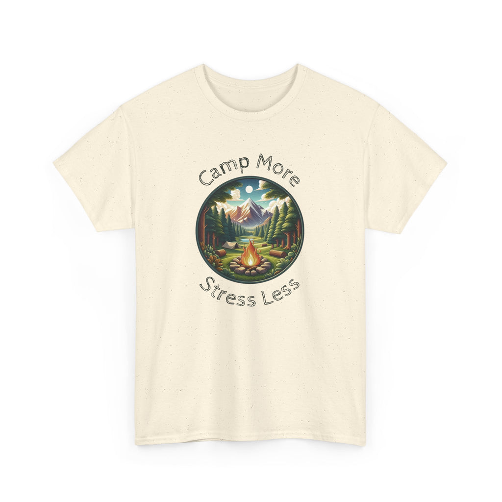Camp More Stress Less T-Shirt — Outdoor Camping Nature Graphic Tee