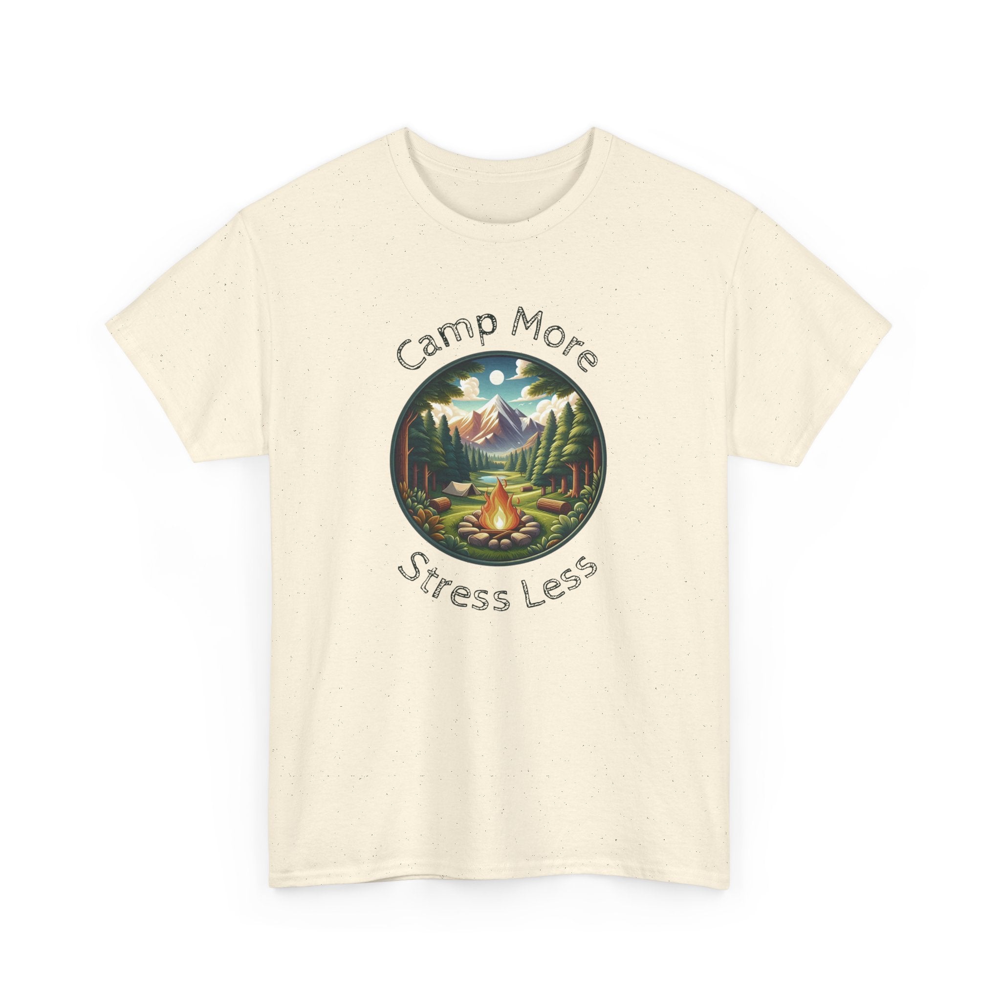 Camp More Stress Less T-Shirt — Outdoor Camping Nature Graphic Tee