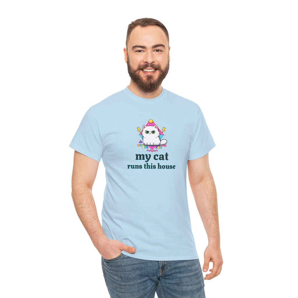 My Cat Runs This House T-Shirt — Cute Cat Graphic Tee for Cat Lovers