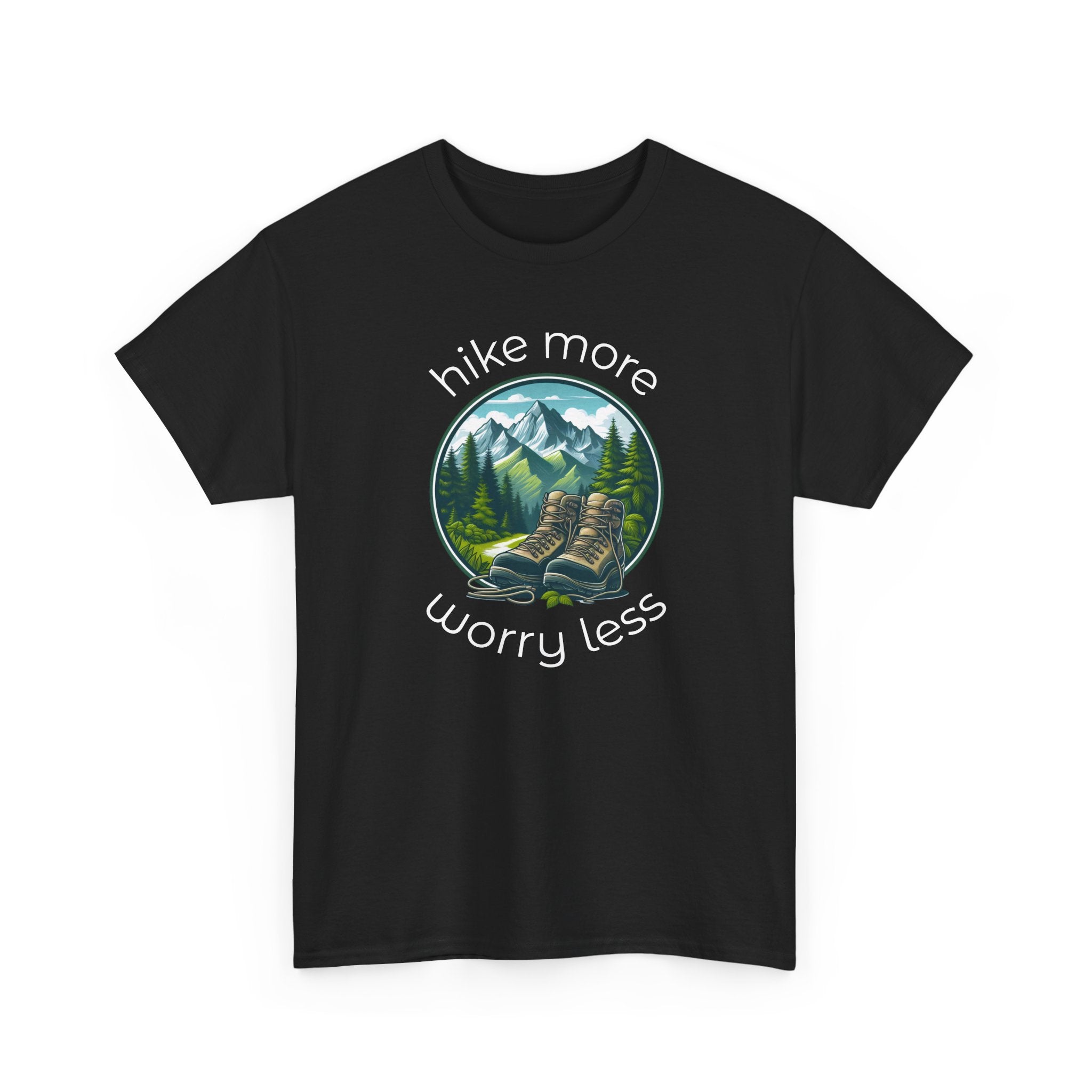 Hike More Worry Less T-Shirt — Nature Hiking Graphic Tee