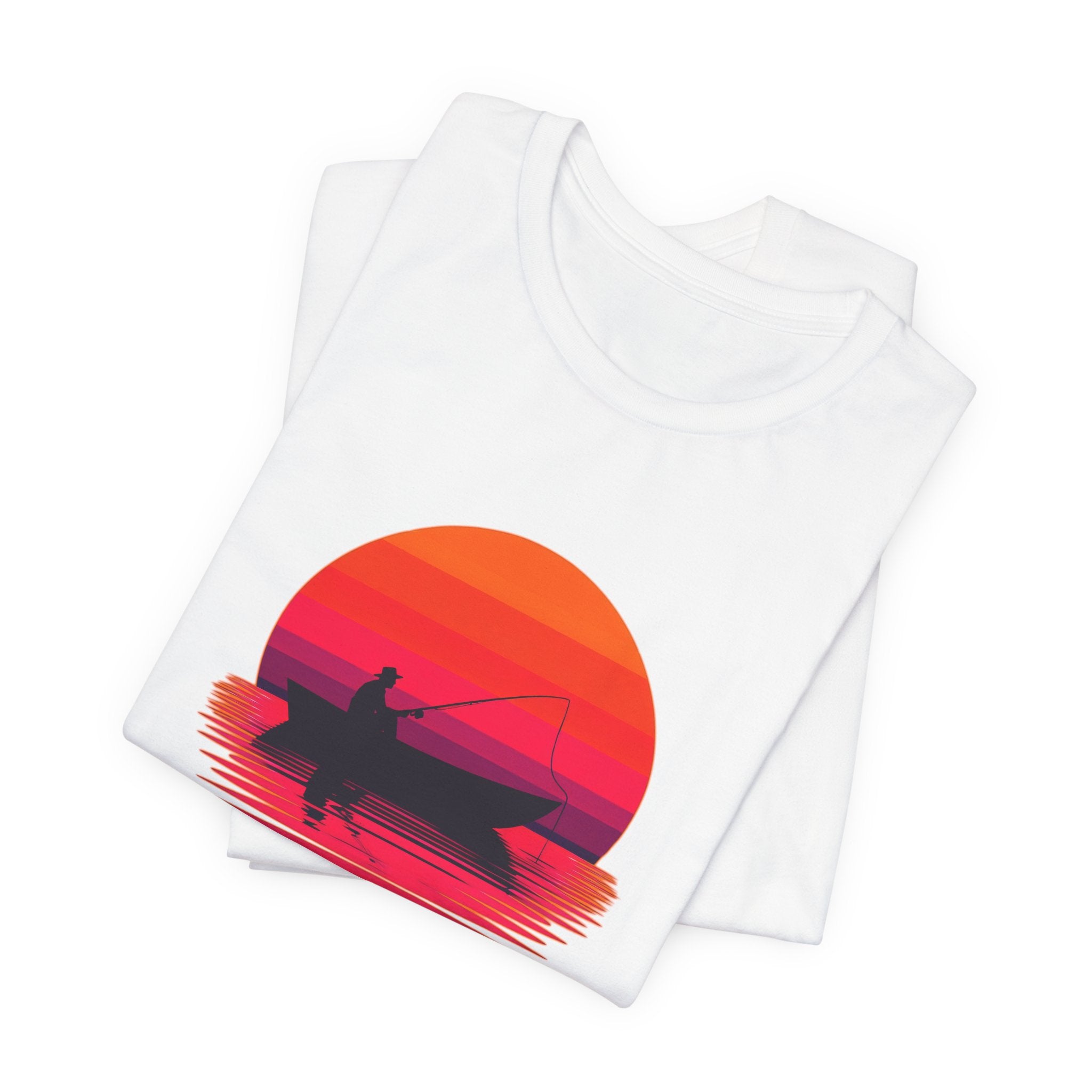 Fishing Sunset T‑Shirt — Retro Sunset Fisherman Boat Tee