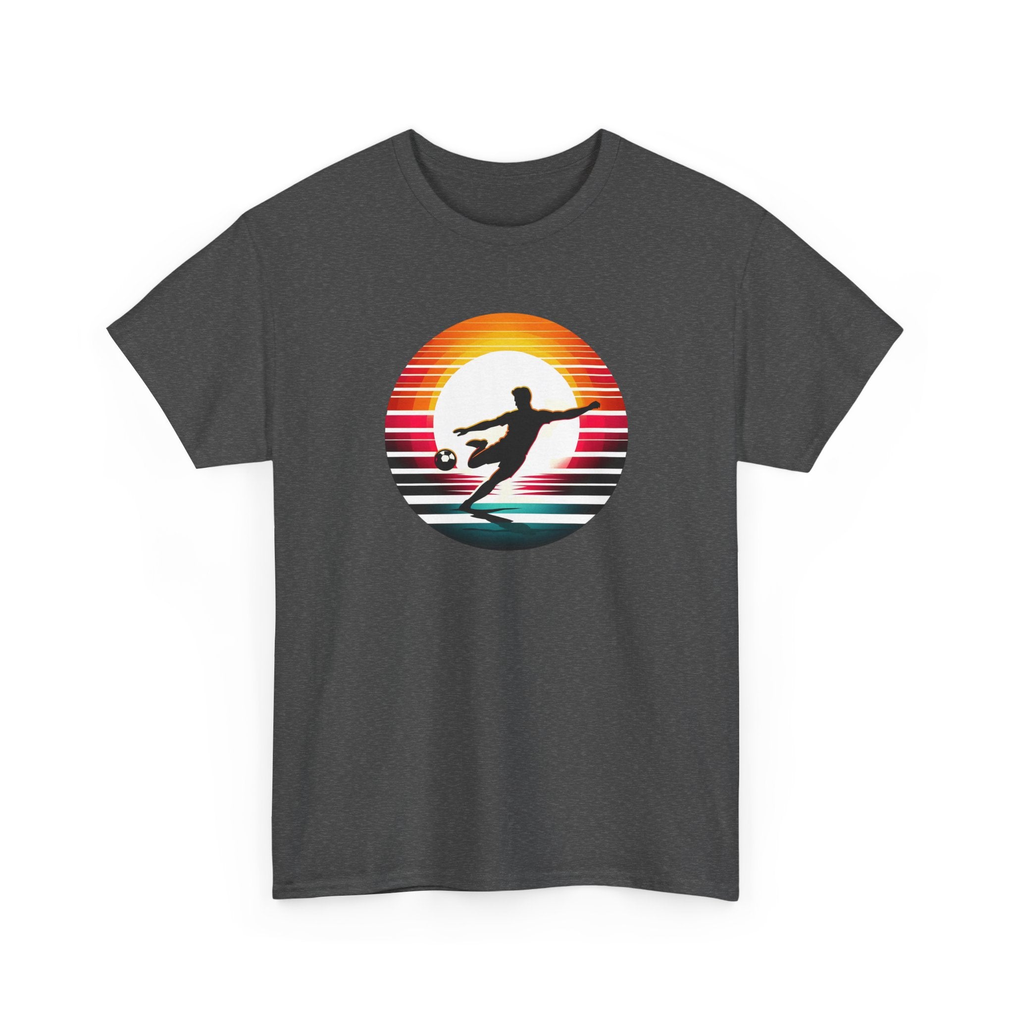 Football Soccer Silhouette Tee — Retro Sunset Soccer T-Shirt