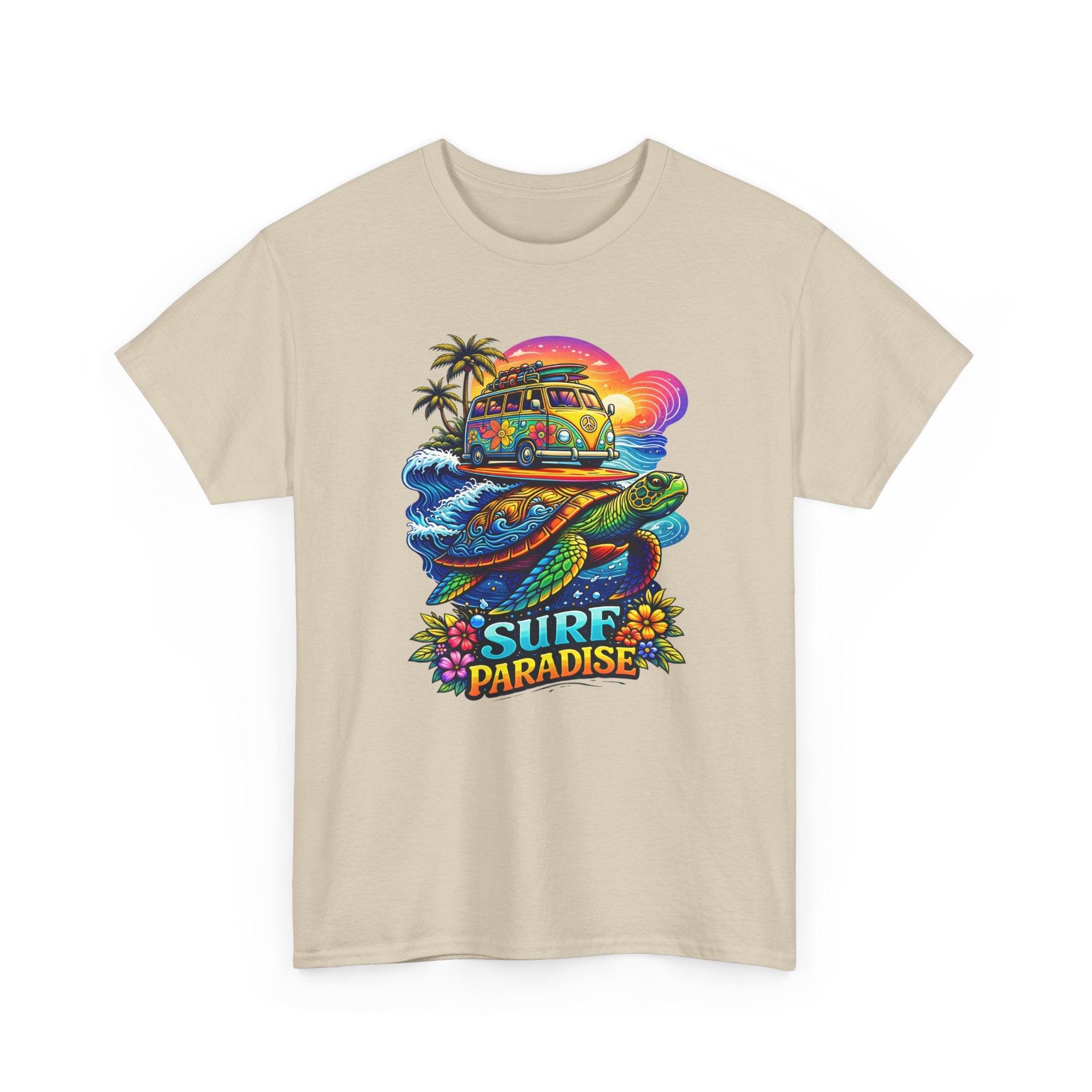 Surf Paradise Tee — Retro Van & Sea Turtle Beach T-Shirt