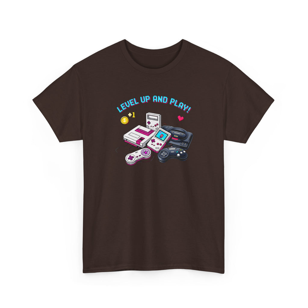 Level Up Retro Gaming T‑Shirt — Vintage Game Console Graphic Tee