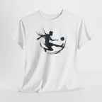 Soccer Player Silhouette Tee — Dynamic Kicking Football Graphic T-Shirt