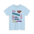 Gen Z Graphic Tee — Trendy Sticker-Style Words Design