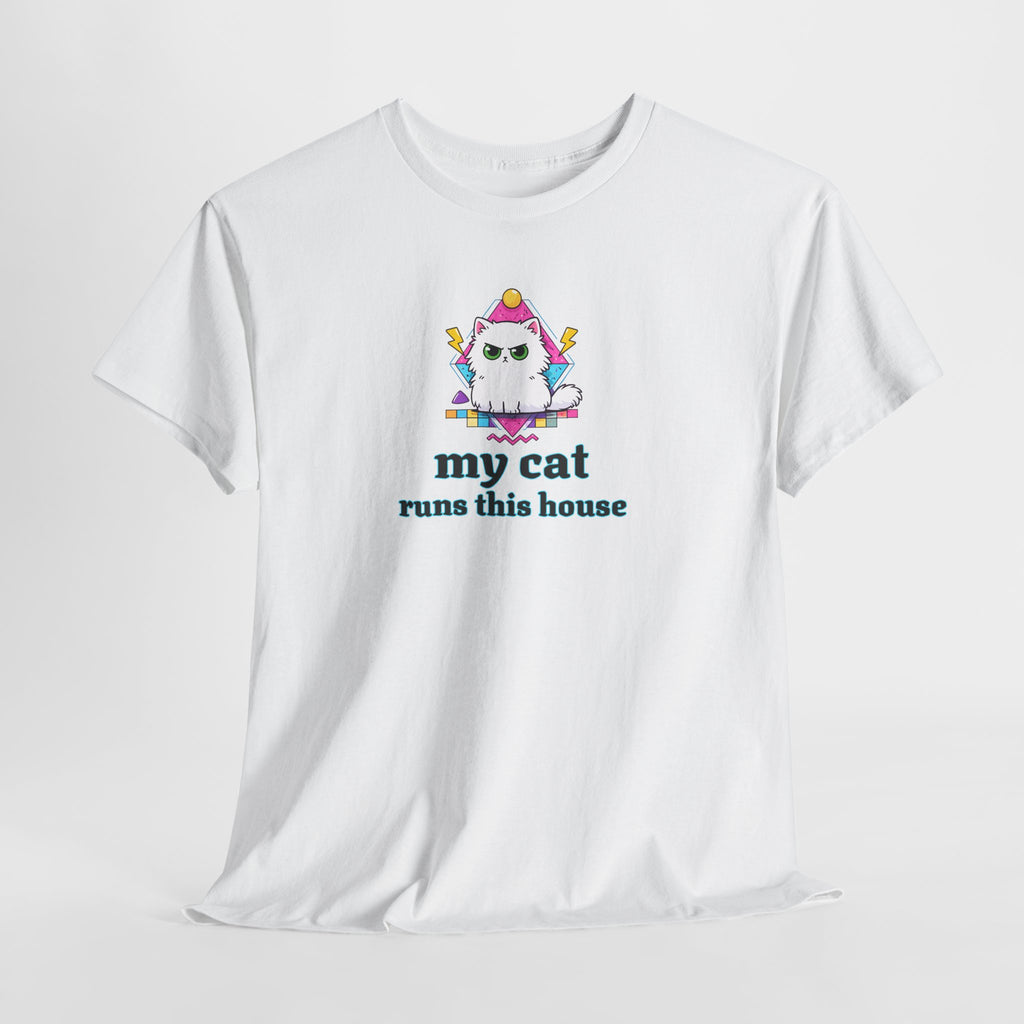 My Cat Runs This House T-Shirt — Cute Cat Graphic Tee for Cat Lovers