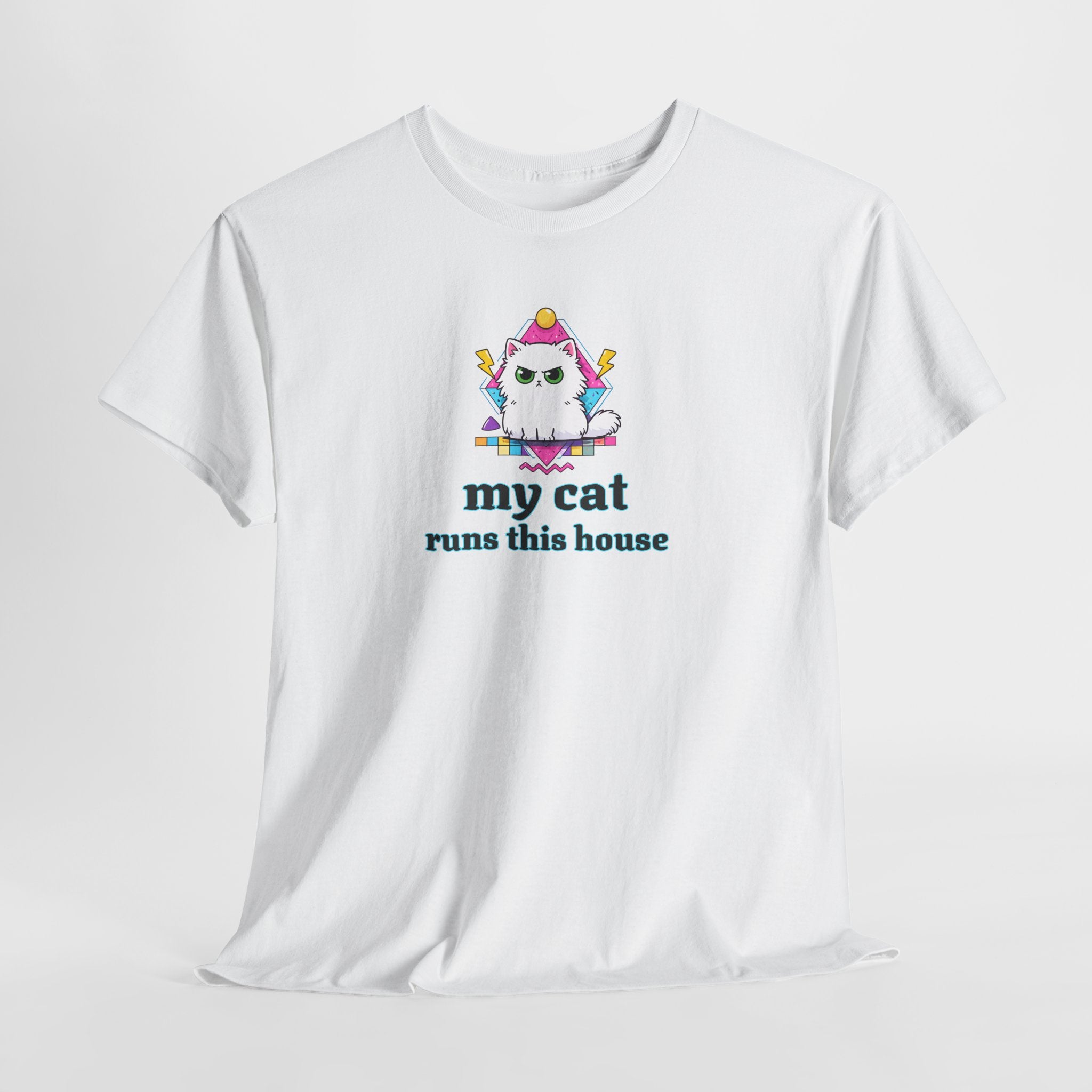 My Cat Runs This House T-Shirt — Cute Cat Graphic Tee for Cat Lovers