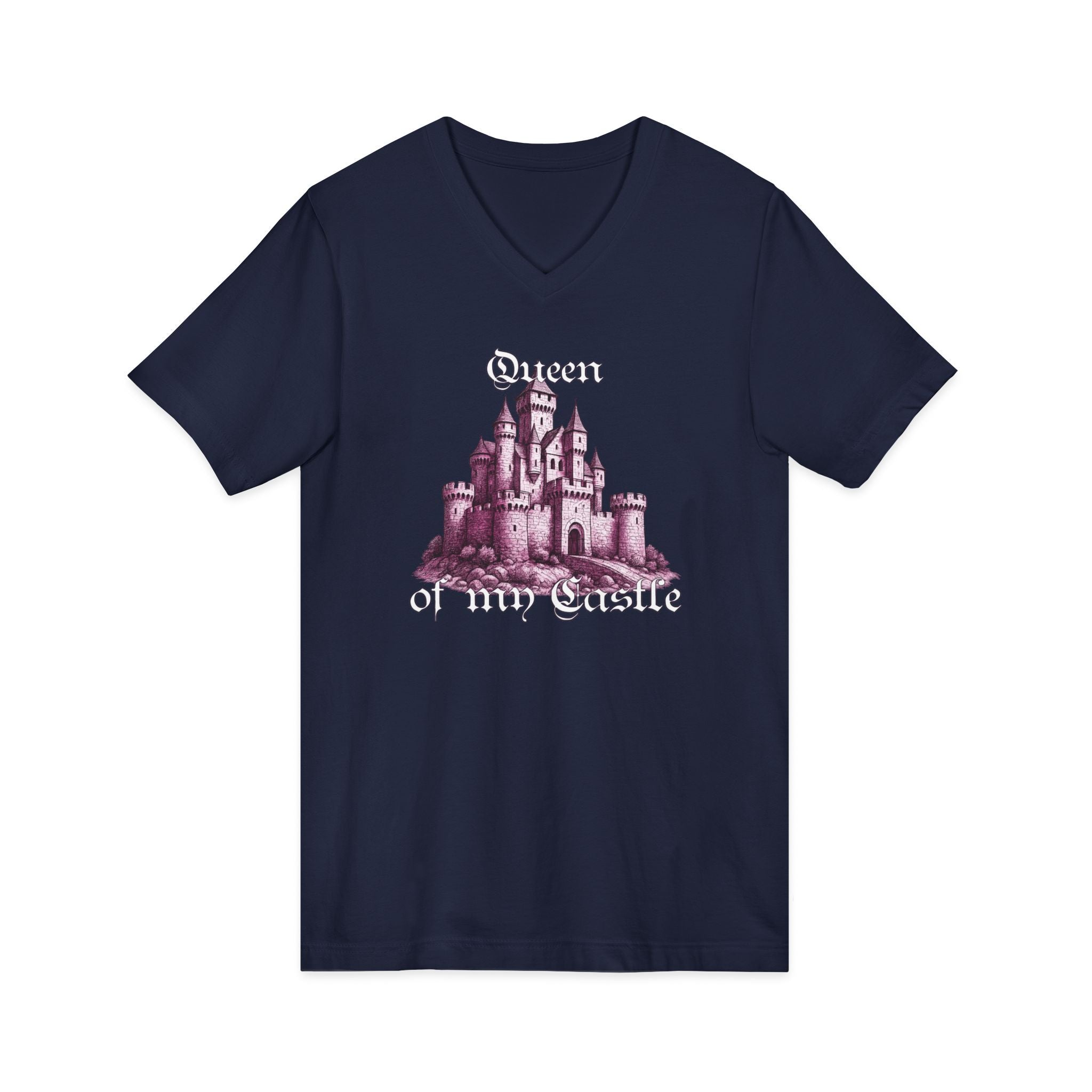 Fairytale Castle V-Neck Tee — 'Queen of My Castle' Vintage Castle Graphic