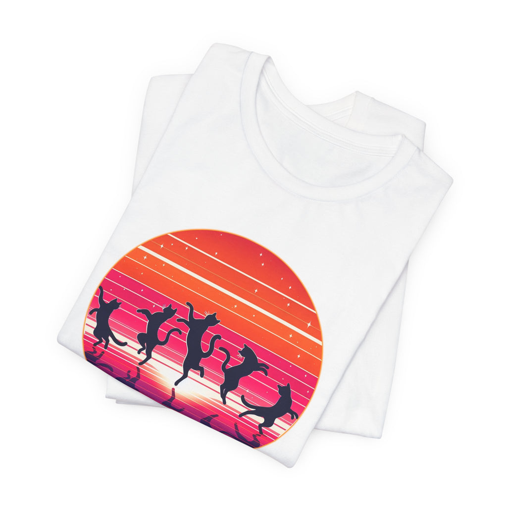 Retro Sunset Dancing Cats T-Shirt
