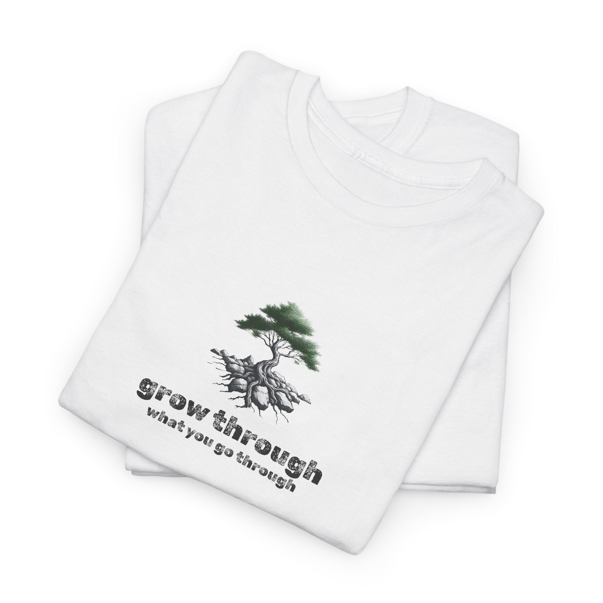 Grow Through What You Go Through Tee — Minimal Bonsai Tree Inspirational T-Shirt