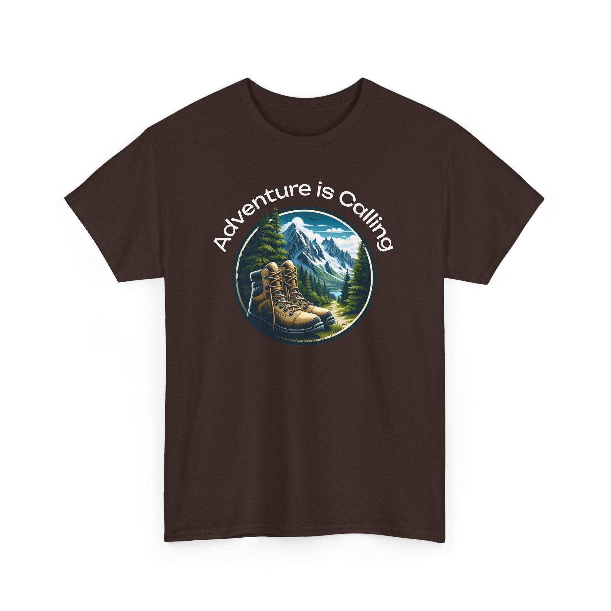 Adventure Is Calling Hiking T‑Shirt — Mountain Boots Outdoor Tee