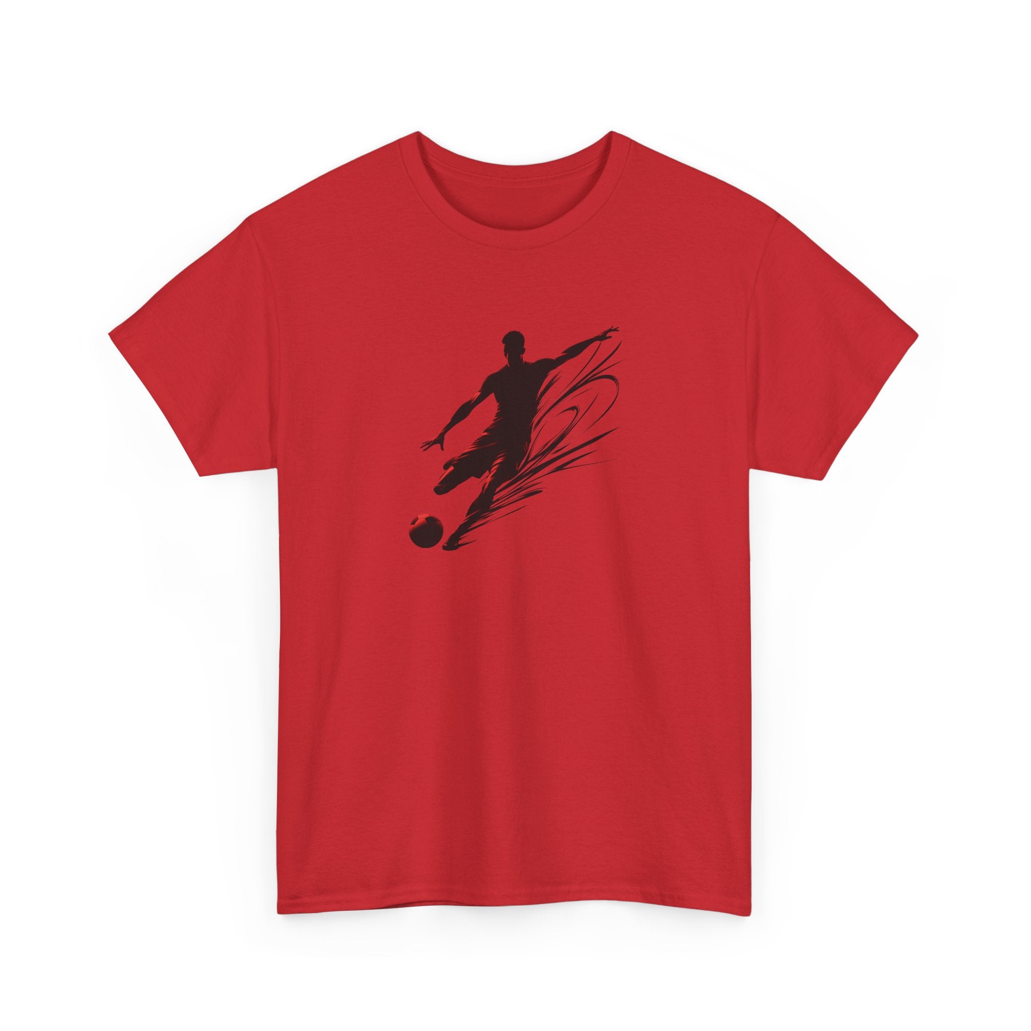 Soccer Player Silhouette Tee — Dynamic Kick Football T-Shirt