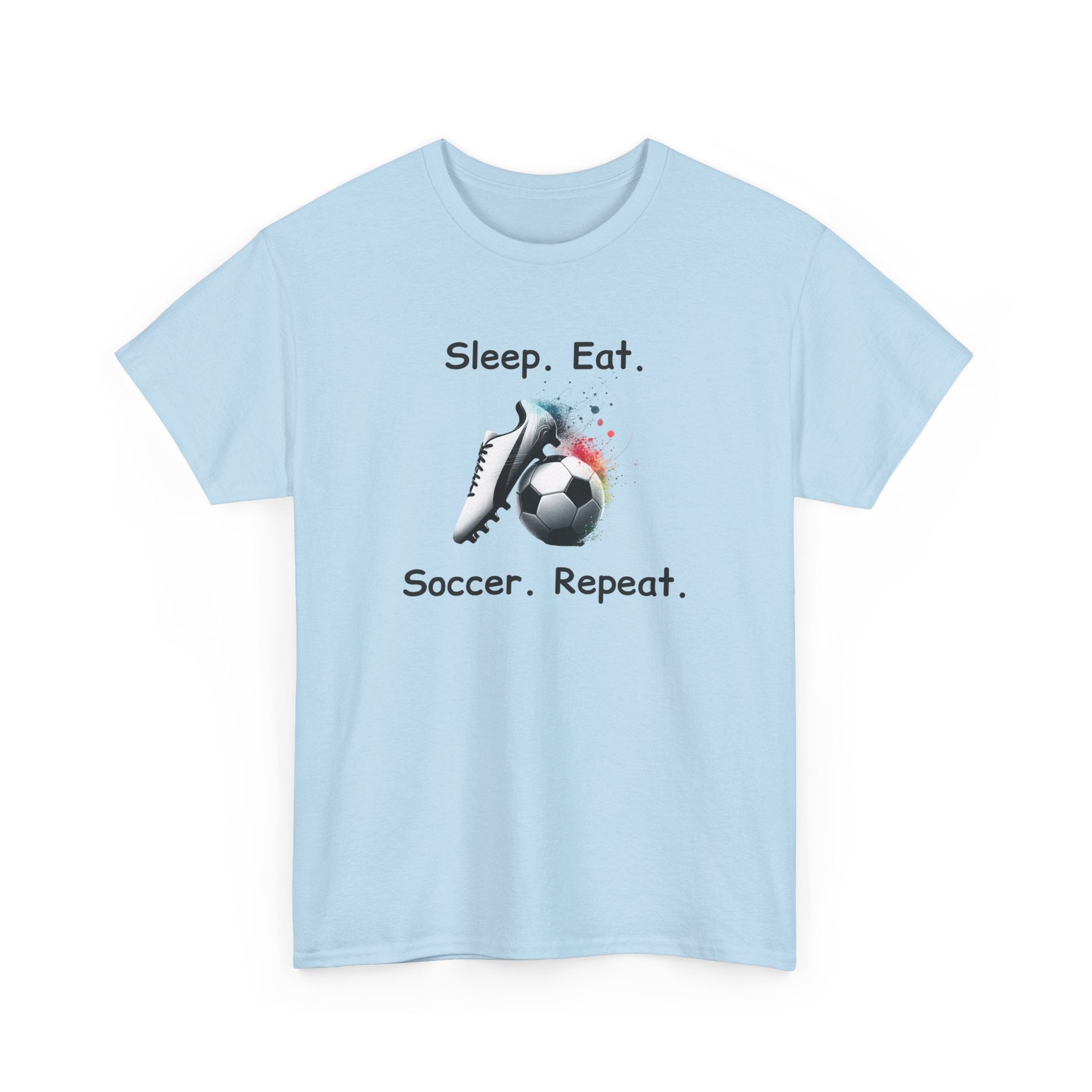Soccer T-Shirt — "Sleep. Eat. Soccer. Repeat." Youth & Adult Crew Tee