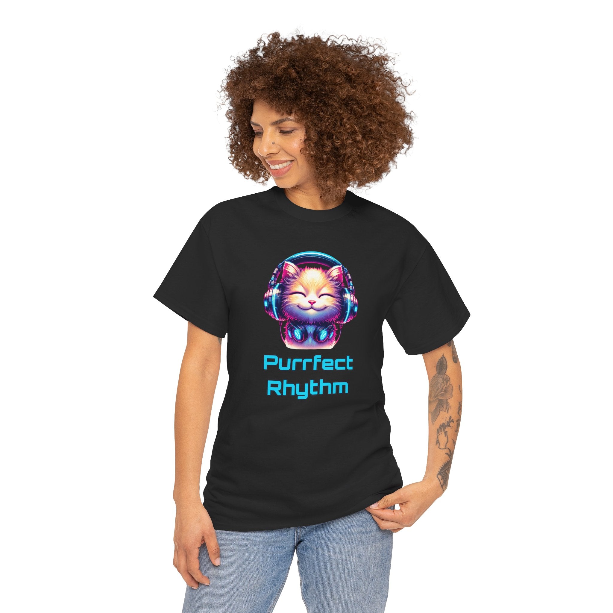 Purrfect Rhythm Tee — Cute Cat DJ Graphic T-Shirt