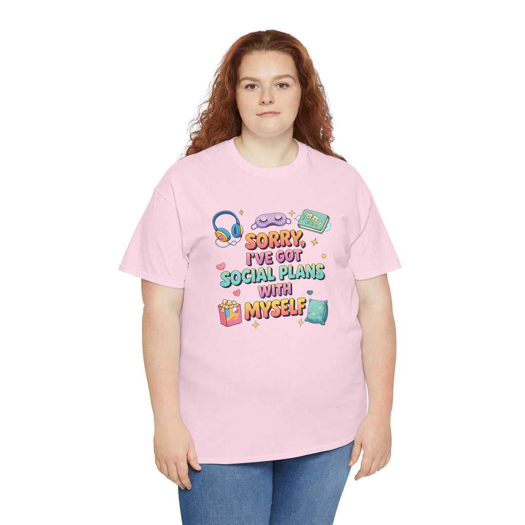 “Sorry, I’ve Got Social Plans With Myself” Cute Cozy Introvert Graphic Tee