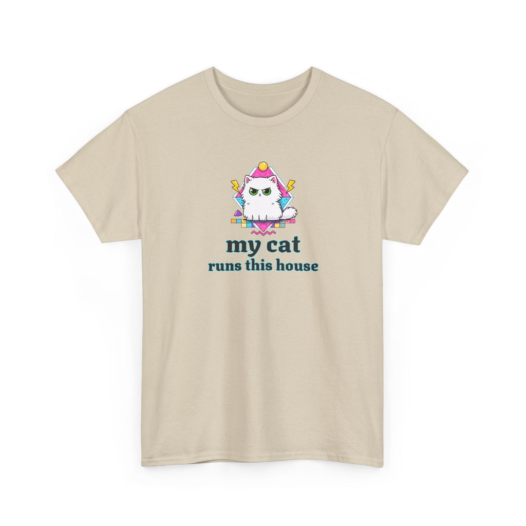 My Cat Runs This House T-Shirt — Cute Cat Graphic Tee for Cat Lovers