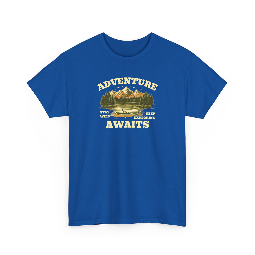 Adventure Awaits T-Shirt — Vintage Mountain Canoe Graphic Tee