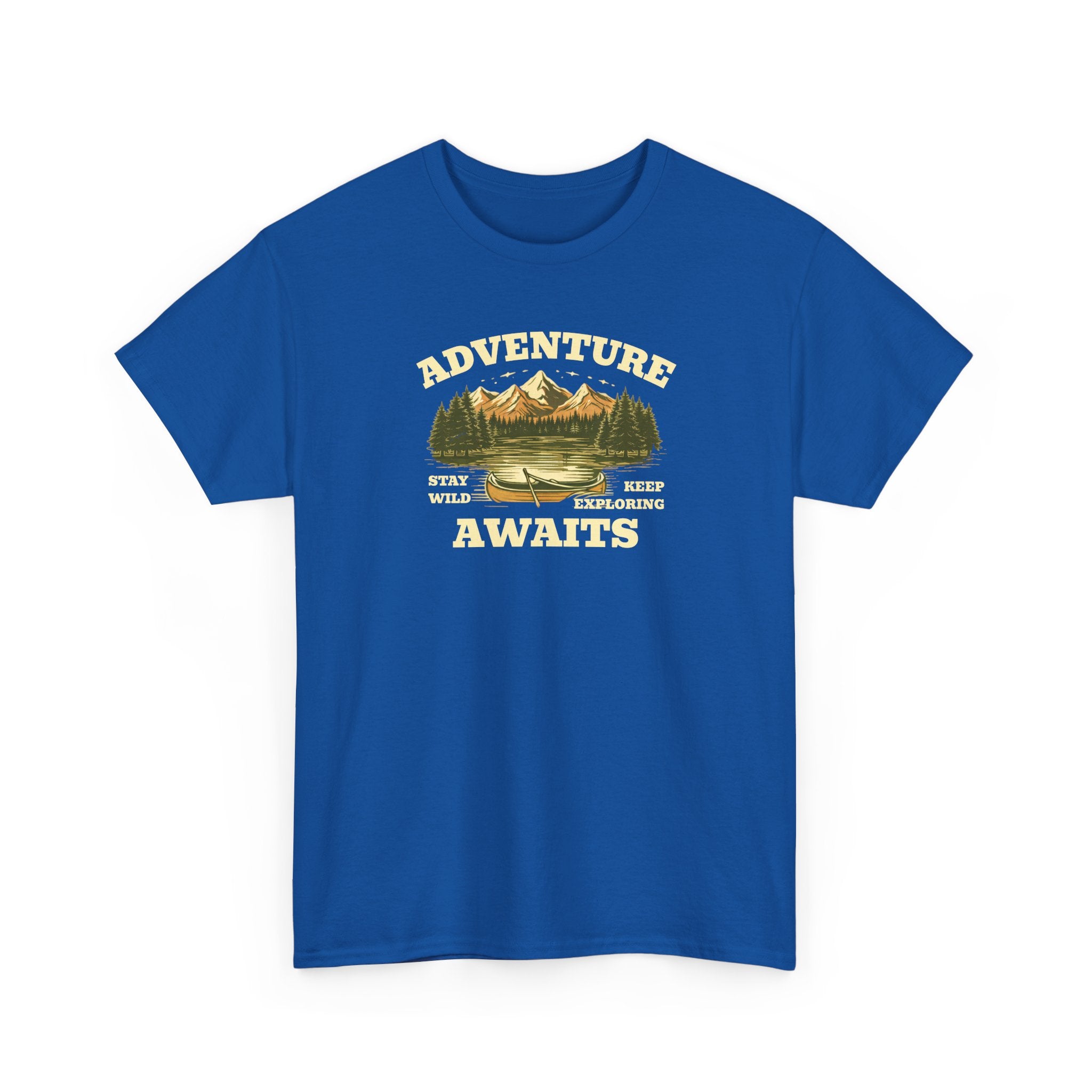 Adventure Awaits T-Shirt — Vintage Mountain Canoe Graphic Tee