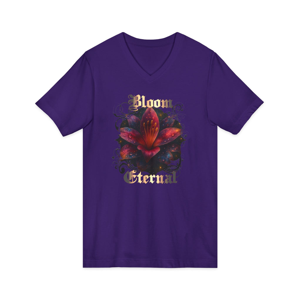 Floral V-Neck Tee — 'Bloom Eternal' Dark Bloom Graphic Shirt