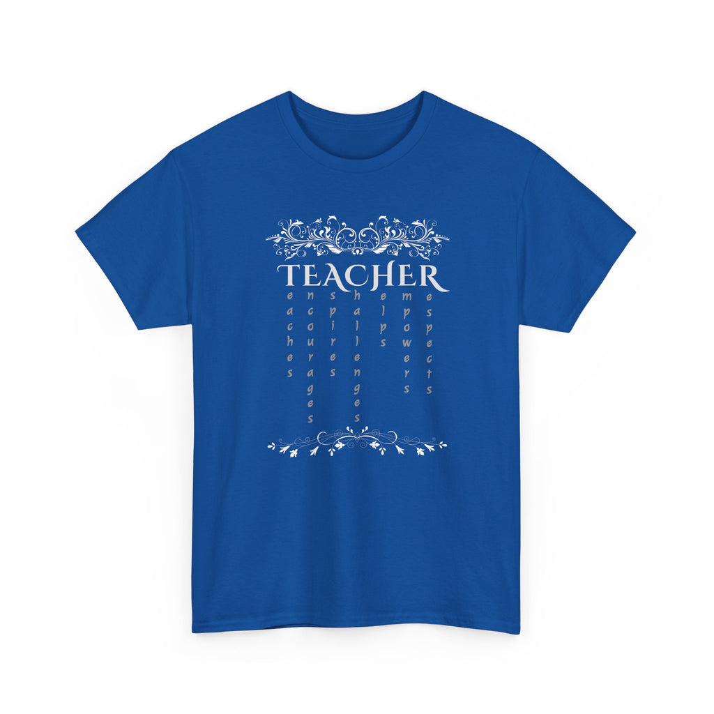 Teacher Floral Rain T-Shirt — Elegant Teacher Appreciation Tee