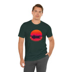 Fishing Sunset T‑Shirt — Retro Sunset Fisherman Boat Tee