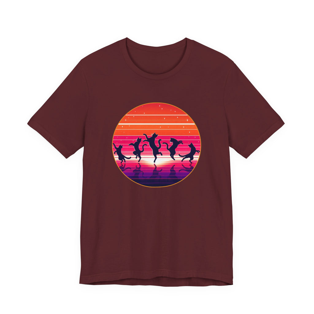 Retro Sunset Dancing Cats T-Shirt