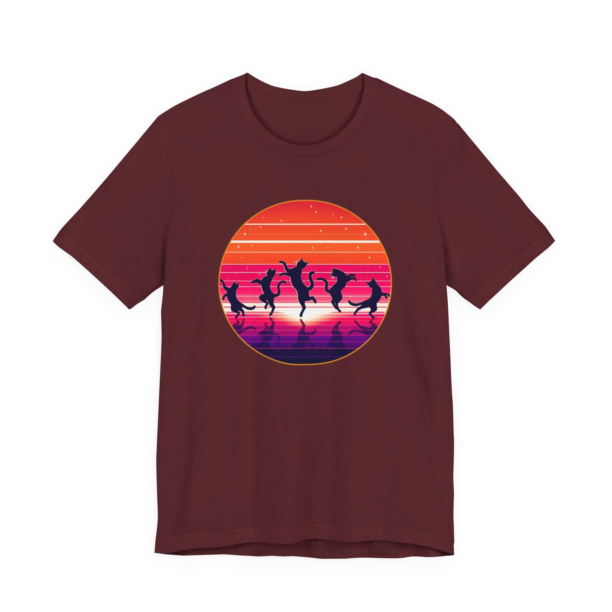 Retro Sunset Dancing Cats T-Shirt