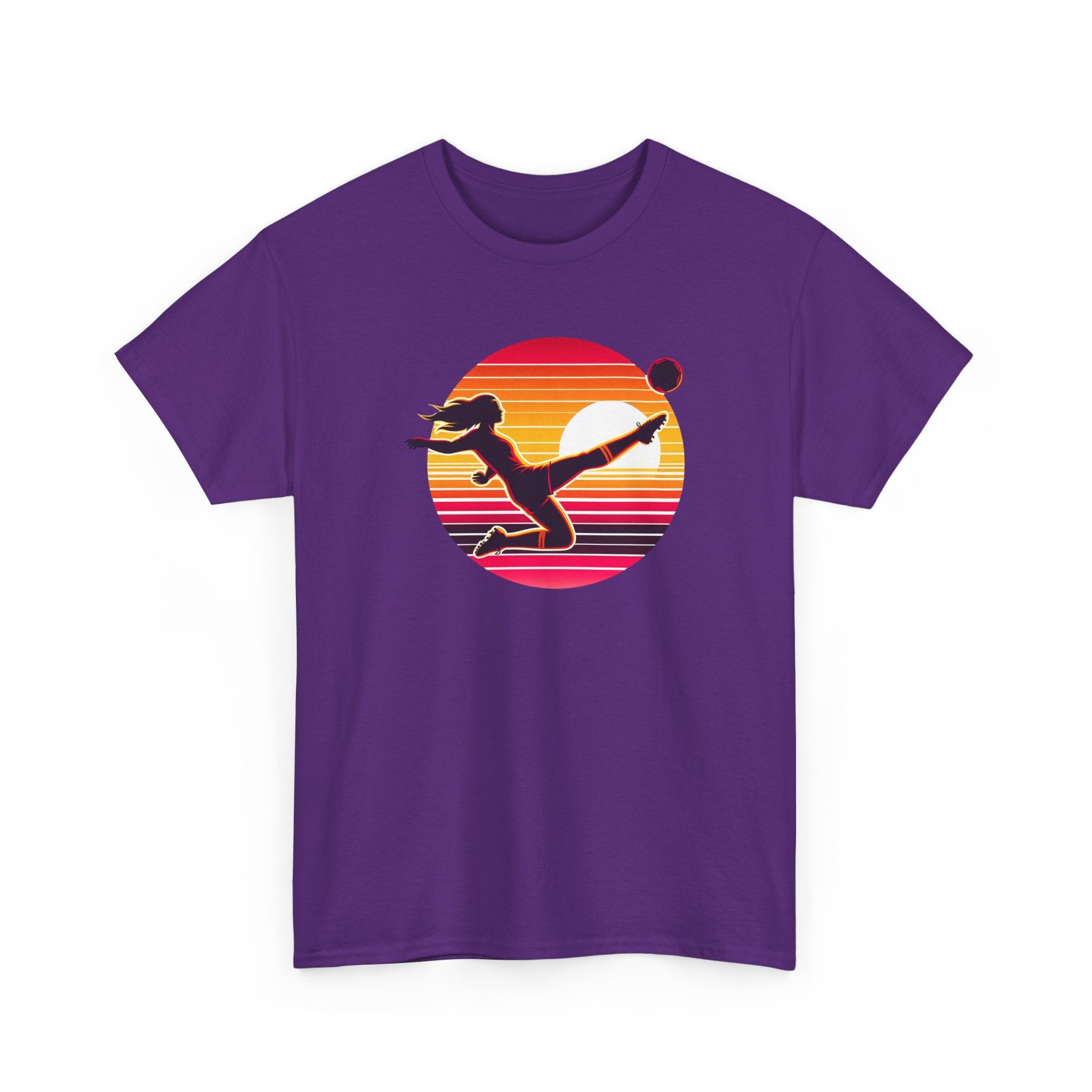 Football Soccer Silhouette Tee — Retro Sunset Football T-Shirt