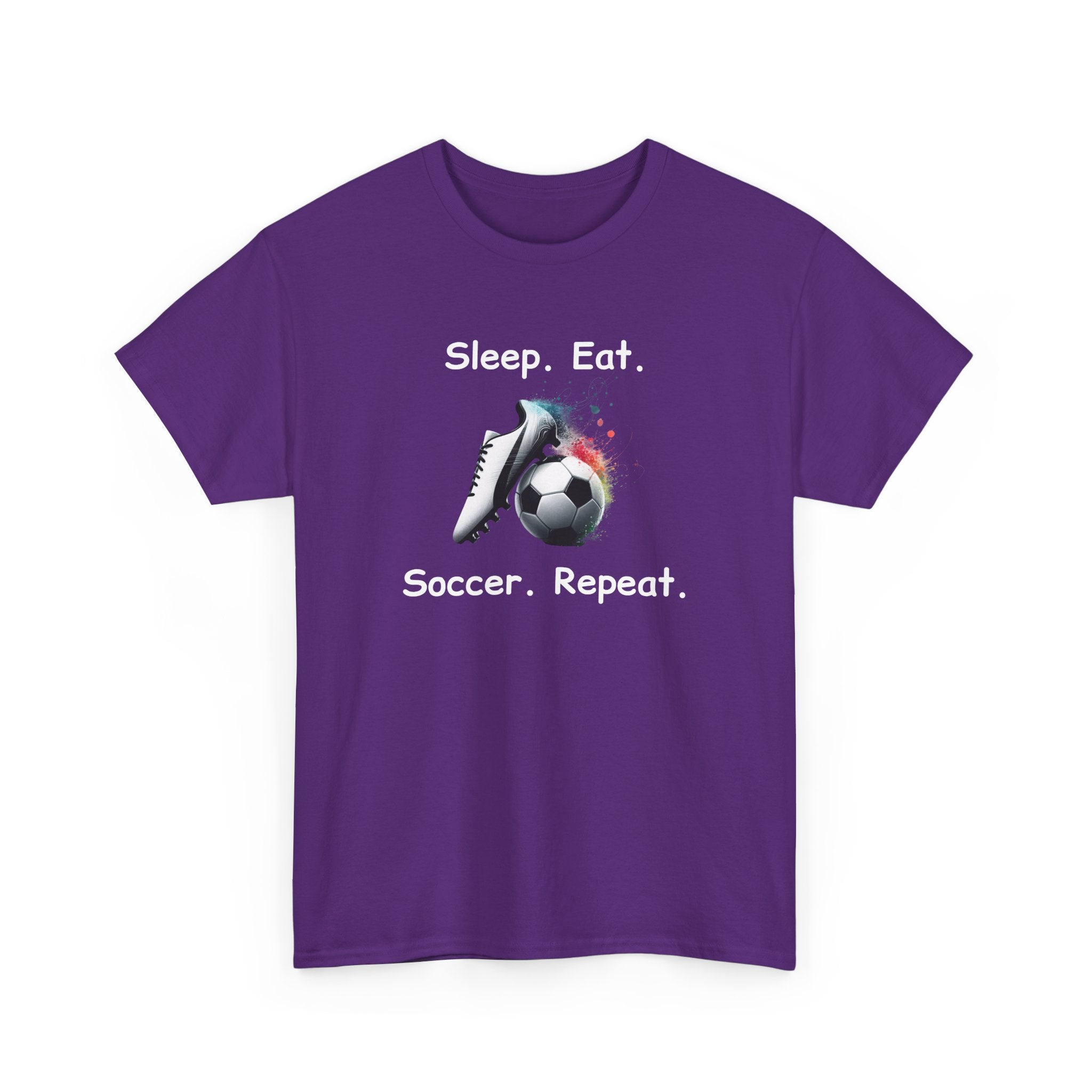 Soccer T-Shirt — "Sleep. Eat. Soccer. Repeat." Youth & Adult Crew Tee