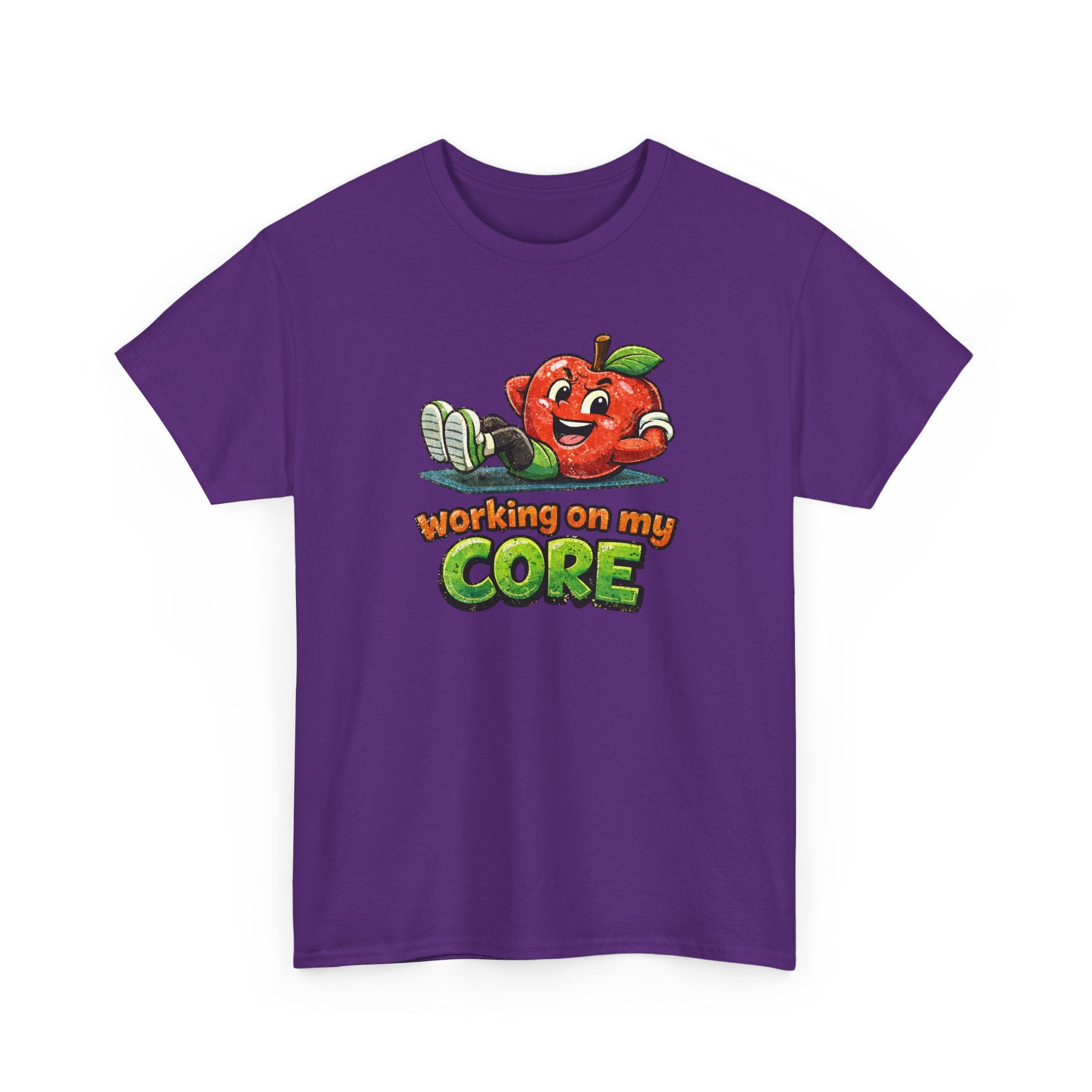 Working on My Core Funny Exercise T-Shirt —  Retro Apple Fitness Tee