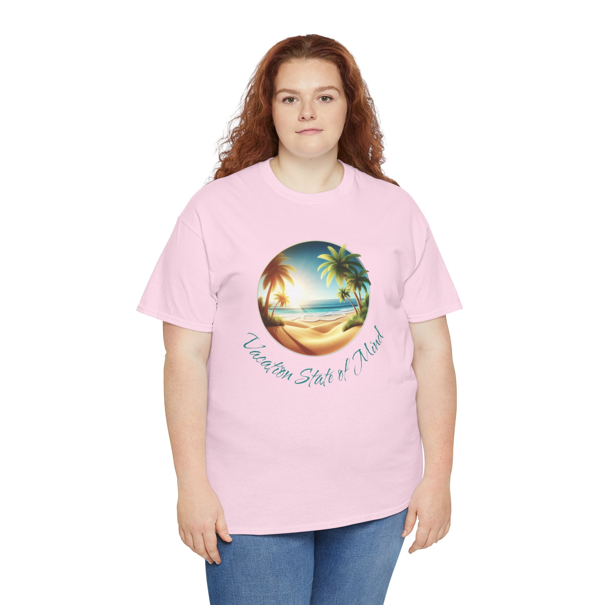 Beach Scene Tee — 'Vacation State of Mind' Tropical Palm Graphic T-Shirt