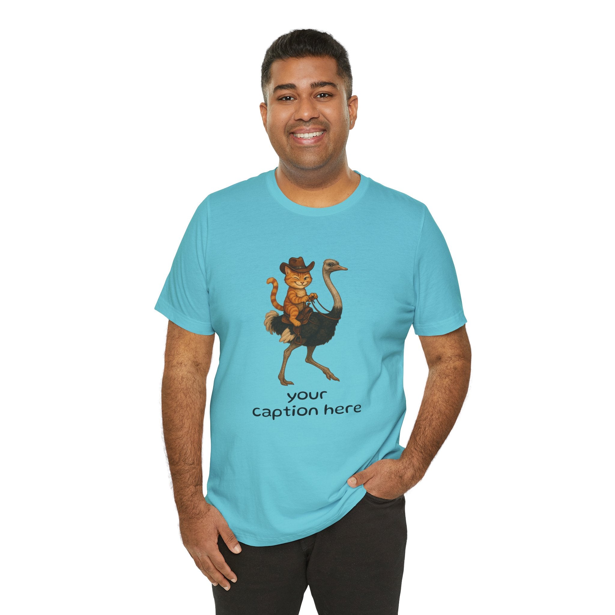 Cat Cowboy Riding Ostrich T-Shirt – Whimsical Western Animal Tee