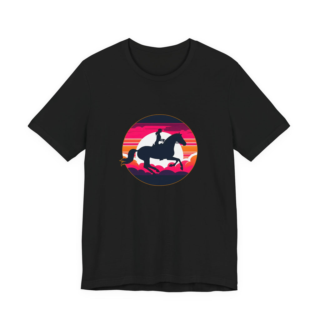 Woman Horse Riding Retro Sunset Tee