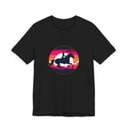 Woman Horse Riding Retro Sunset Tee