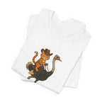 Cat Cowboy Riding Ostrich T-Shirt – Whimsical Western Animal Tee