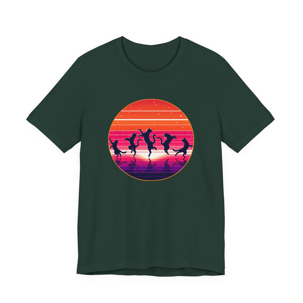 Retro Sunset Dancing Cats T-Shirt