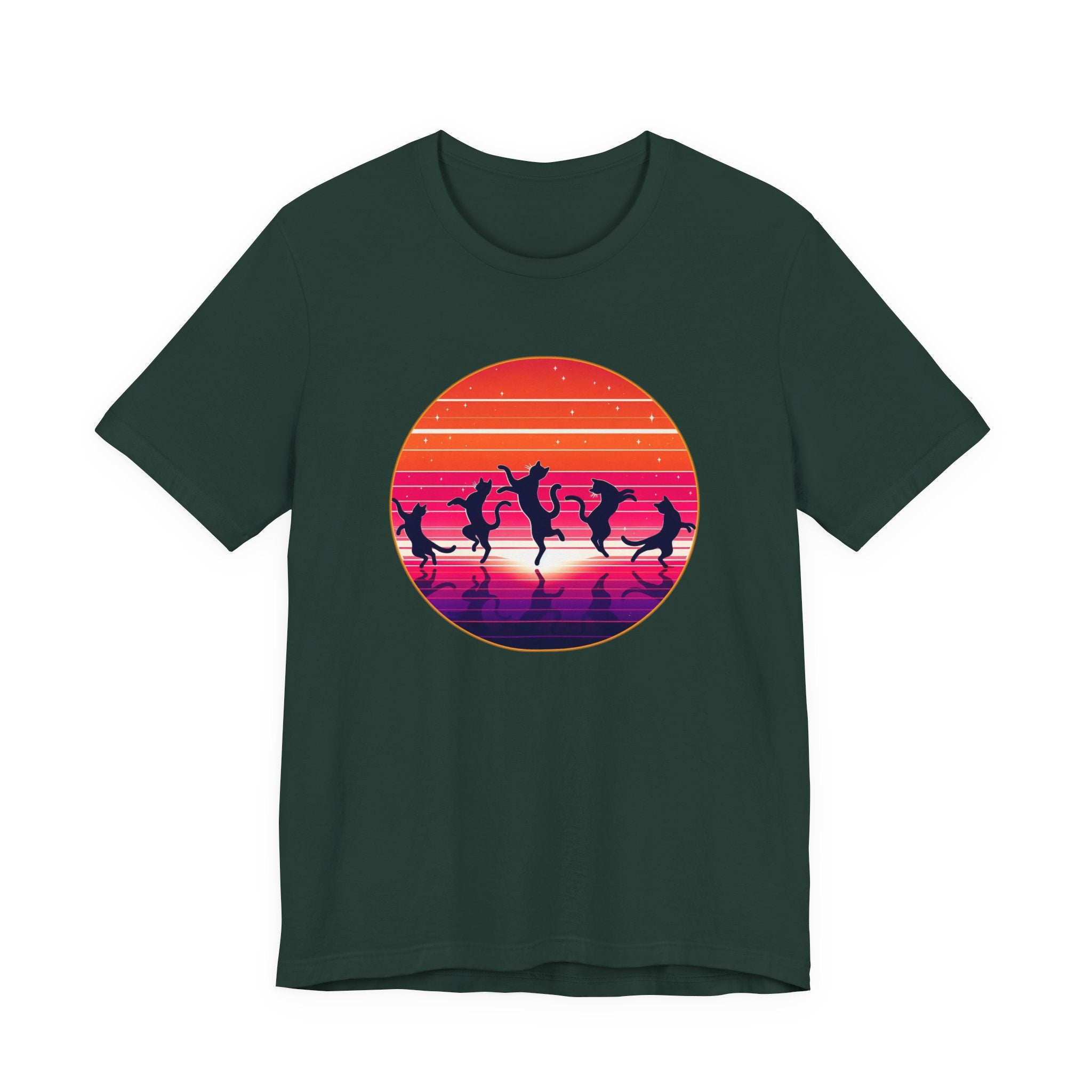 Retro Sunset Dancing Cats T-Shirt