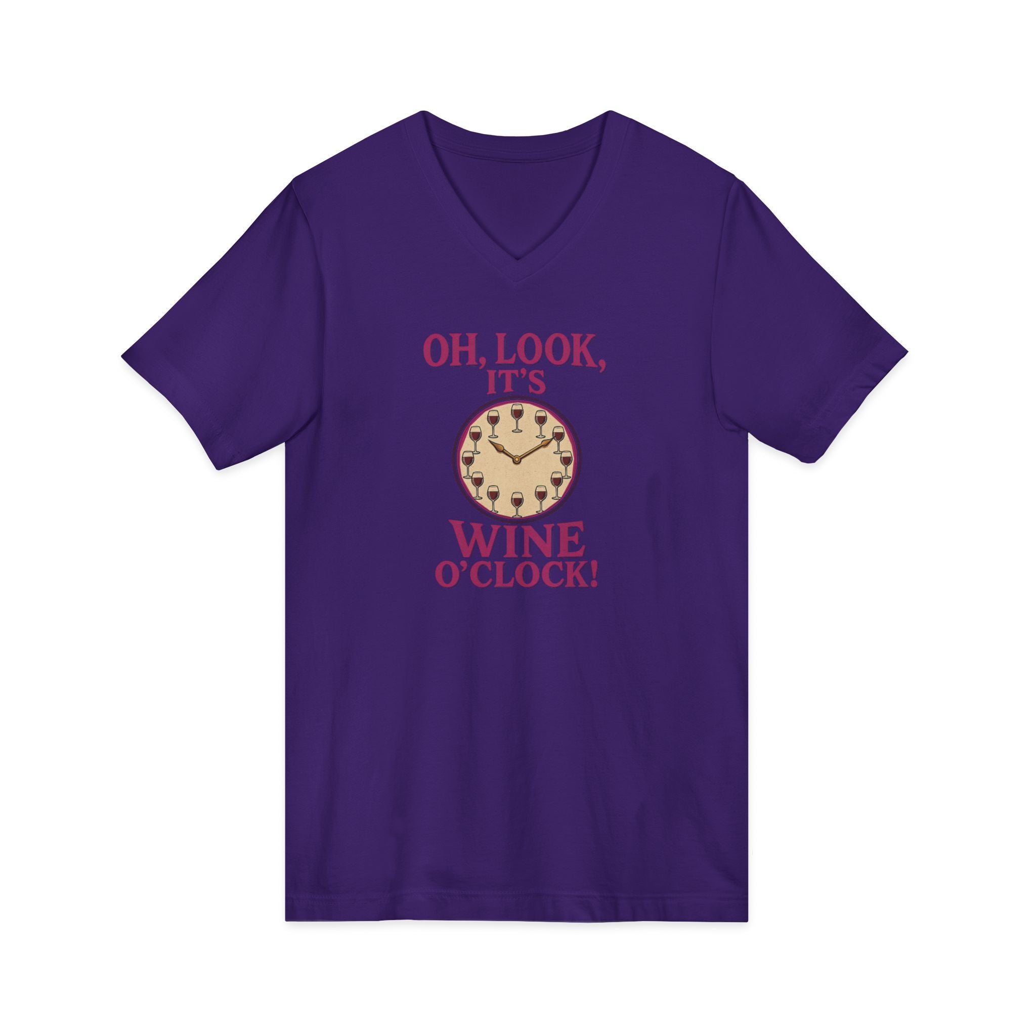 Wine O'Clock V-Neck Tee — Funny Wine Lover Shirt