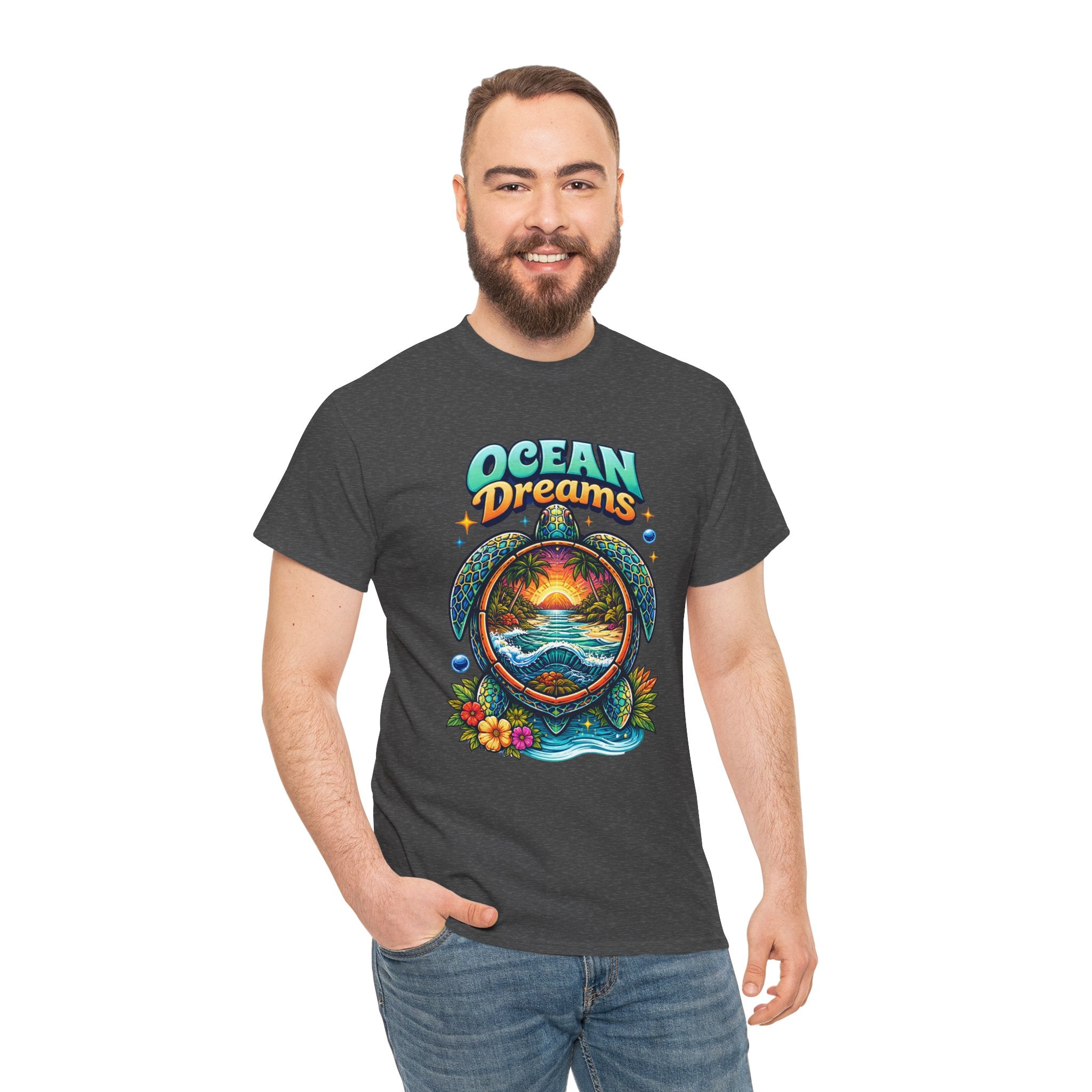 Ocean Dreams T‑Shirt — Tropical Sunset Sea Turtle Graphic Tee
