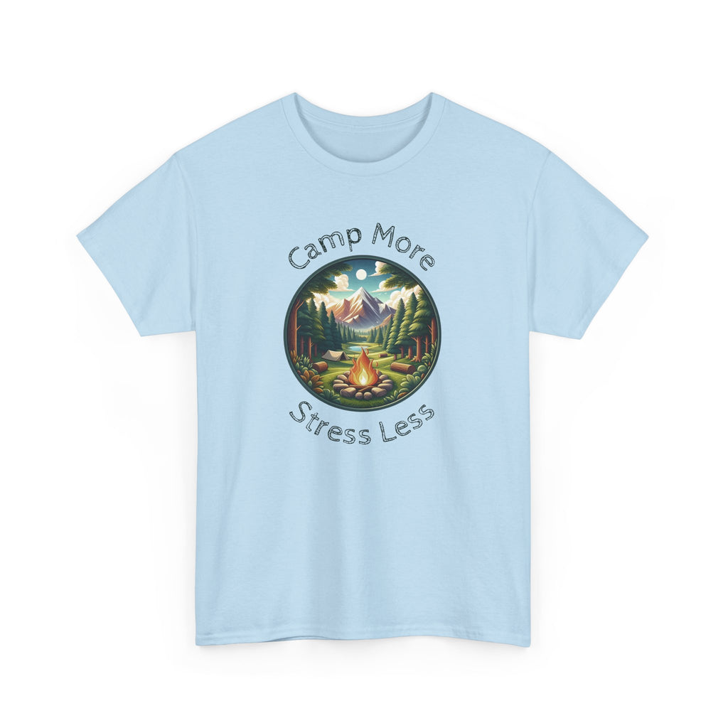 Camp More Stress Less T-Shirt — Outdoor Camping Nature Graphic Tee