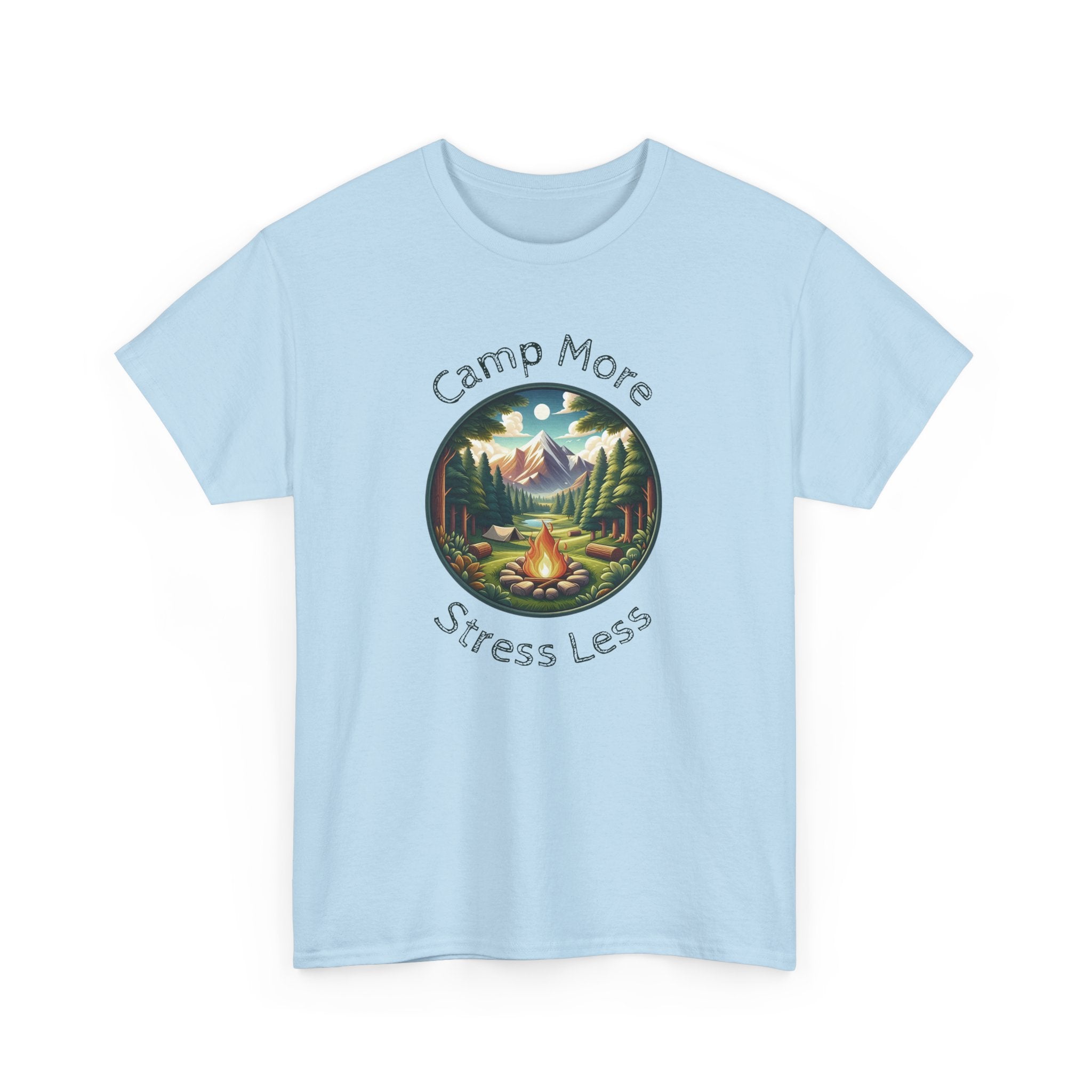 Camp More Stress Less T-Shirt — Outdoor Camping Nature Graphic Tee