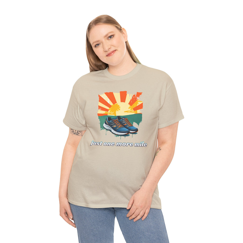 Running Tee — "Just One More Mile" Sunrise Graphic Shirt