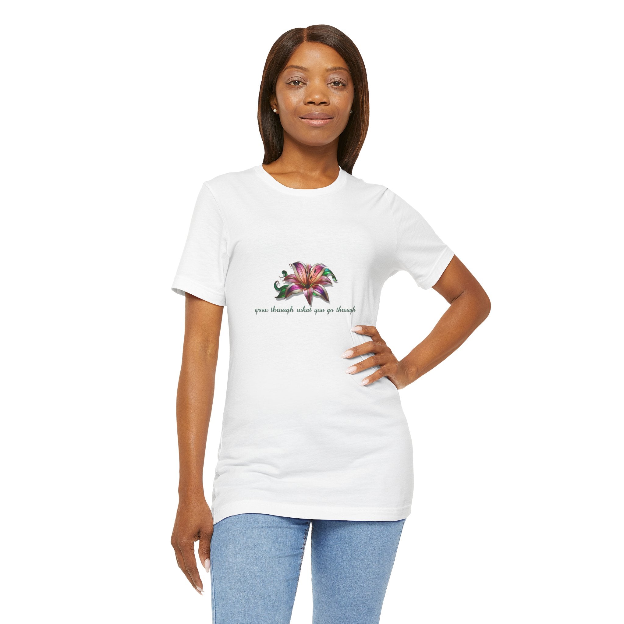 Floral Resilience Tee — "Grow Through What You Go Through" T‑Shirt