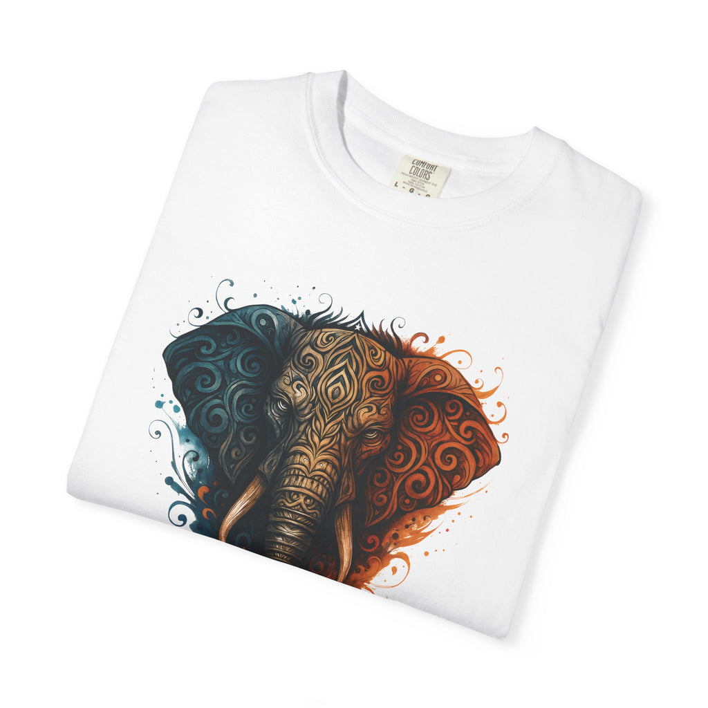 Elephant Head Graphic Tee — 'Be Strong' Tribal Art T-Shirt