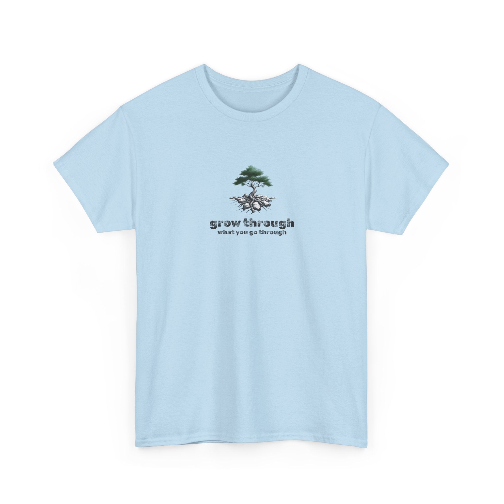 Grow Through What You Go Through Tee — Minimal Bonsai Tree Inspirational T-Shirt