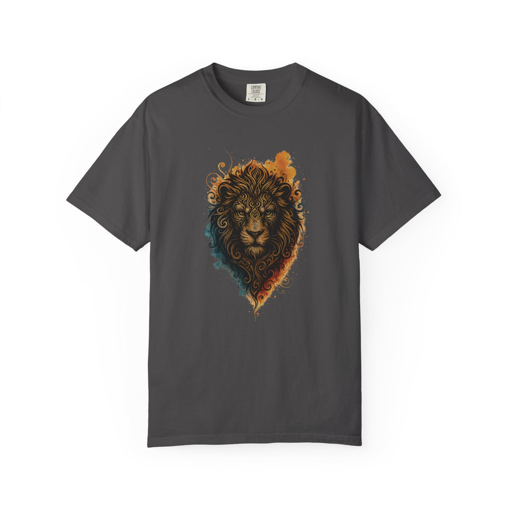 Lion Head T-Shirt — Artistic Tribal Lion Face Tee
